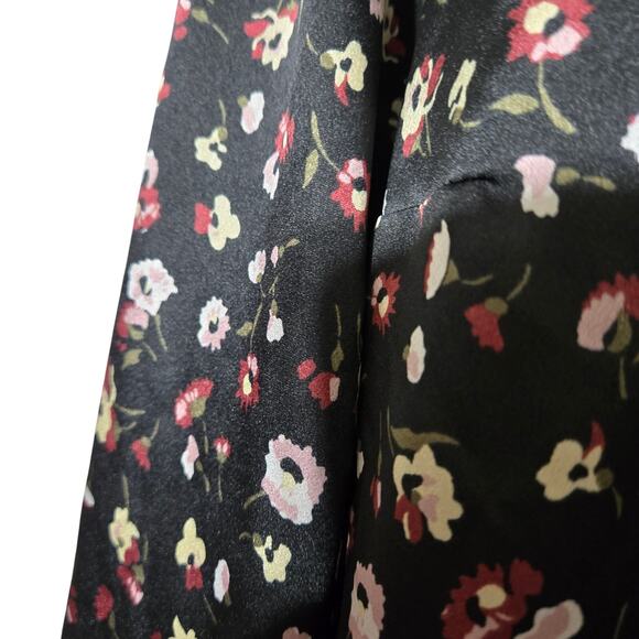 Abercrombie & Fitch Women's XL Y2K Style Chic Floral Ruche Satin Blouse Black - Picture 5 of 9